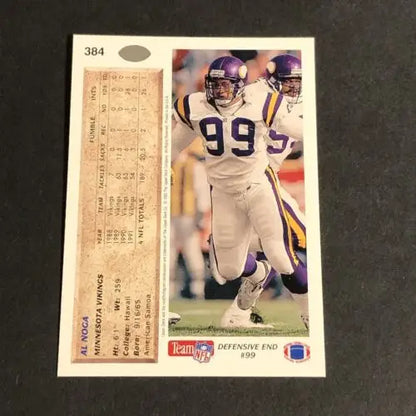 1992 Upper Deck Al Noga Minnesota Vikings Football Card NFL #384 Base for collectors