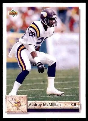 Audray McMillian football card from 1992 Upper Deck Minnesota Vikings #539 text-align center