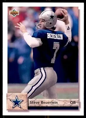 1992 Upper Deck Steve Beuerlein Dallas Cowboys football card displayed text-align center