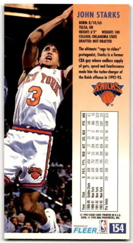 John Starks basketball card from 1993-94 Jam Session, featuring original gloss and NM condition