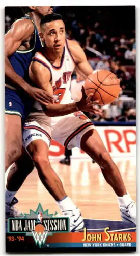 Basketball card featuring John Starks from 1993-94 Jam Session with original gloss