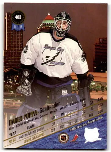 Daren Puppa original gloss hockey card from 1993-94 Leaf Near Mint condition