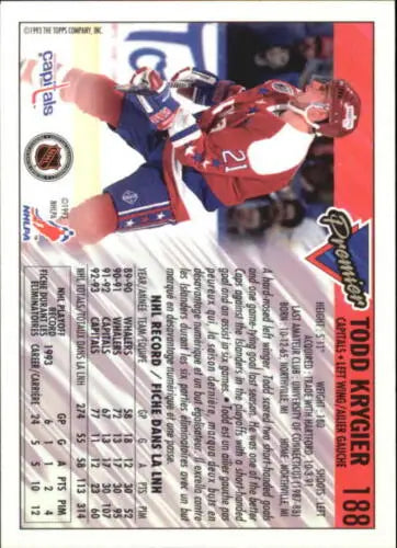 Todd Krygier hockey card 1993-94 OPC Premier Gold NM-MT Capitals original gloss quality