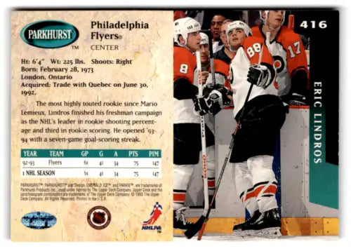 1993-94 Parkhurst #416 Eric Lindros NM Near Mint Flyers original gloss collectible card