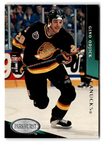 Gino Odjick 1993-94 Parkhurst #485 hockey card with original gloss, near mint condition