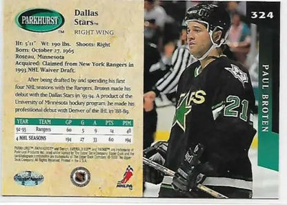 Hockey trading card 1993-94 Parkhurst Emerald Ice #324 Paul Broten original gloss quality