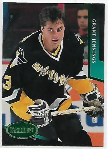 Grant Jennings hockey card, 1993-94 Parkhurst Emerald Ice, original gloss, Penguins card typically sell