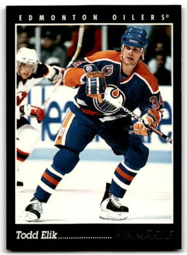 Todd Elik hockey card 1993-94 Pinnacle #202 original gloss NM Edmonton Oilers