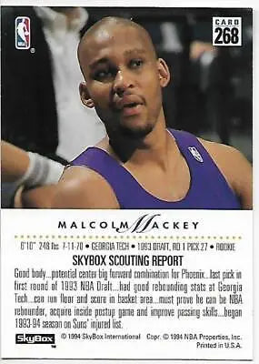 Malcolm Mackey basketball card 1993-94 SkyBox original gloss rookie for sale