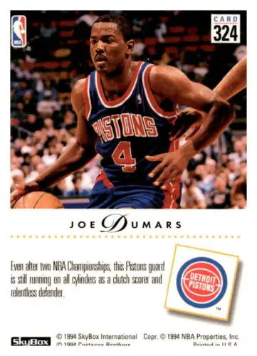 1993-94 SkyBox #324 Joe Dumars basketball card in original gloss, near mint condition