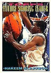 Basketball trading card of Hakeem Olajuwon shooting from 1993-94 Topps Future Scoring Leader