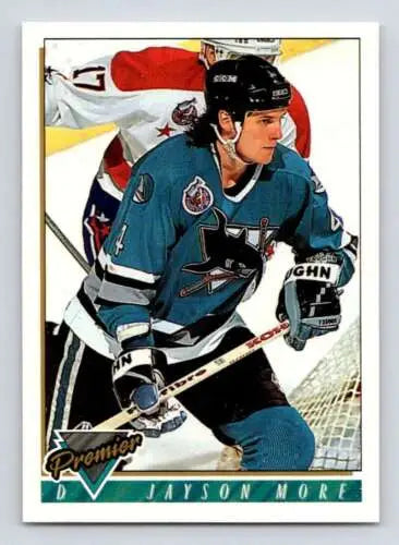 Hockey trading card featuring Jay More in a teal San Jose Sharks jersey, original gloss