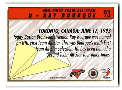 Ray Bourque trading card from 1993-94 Topps Premier #93 collection