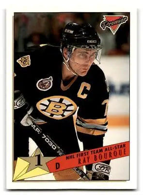 Ray Bourque 1993-94 Topps Premier trading card showcasing the hockey legend’s profile