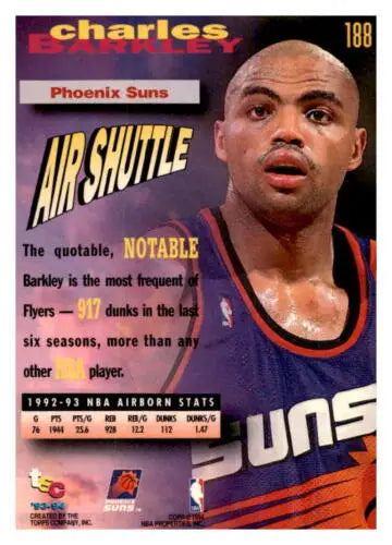 1993-94 Topps Stadium Club #188 Charles Barkley NM-MT Suns basketball card original gloss