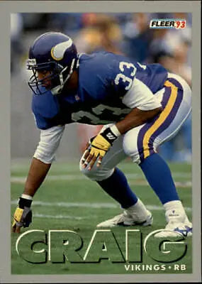 Football player in action pose on 1993 Fleer #81 Roger Craig Minnesota Vikings Football Card