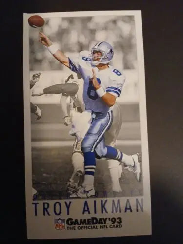 1993 Fleer Gameday Football card featuring Troy Aikman of the Dallas Cowboys