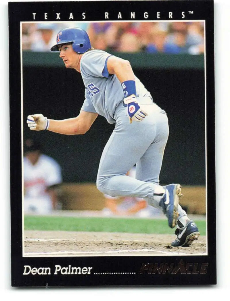 Dean Palmer in Texas Rangers uniform sprinting to first base on a baseball card