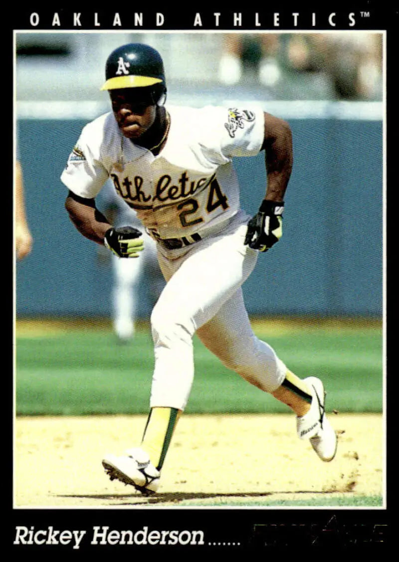 Dave Henderson of the Oakland Athletics running on base in a baseball card image