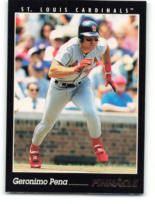 Baseball card of Geronimo Pena in batting stance for St. Louis Cardinals