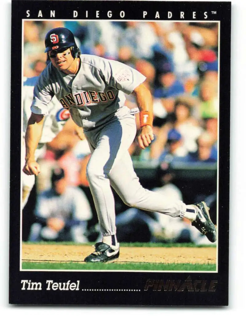 Baseball card of Tim Teufel running on the field for the San Diego Padres