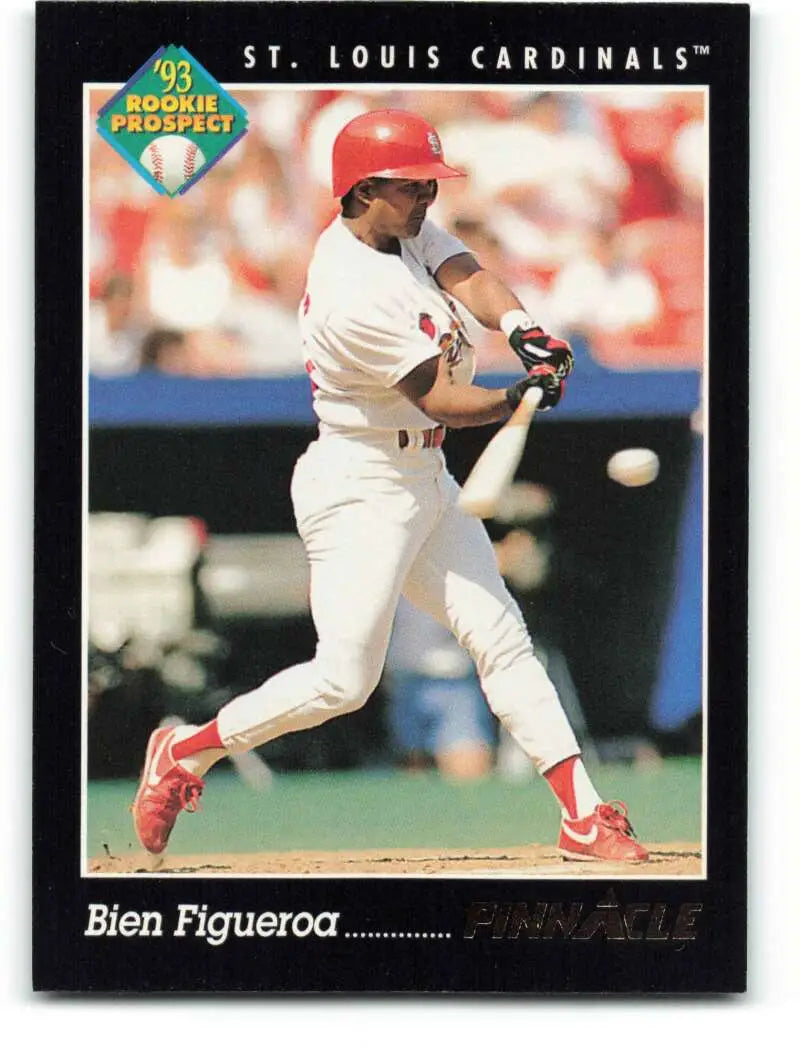 St. Louis Cardinals player Bien Figueroa in white and red on 1993 Pinnacle baseball card