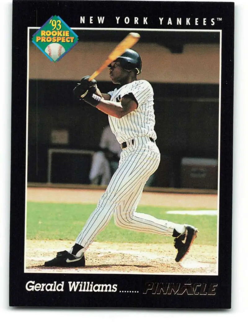 1993 Pinnacle Gerald Williams baseball card featuring New York Yankees player at bat