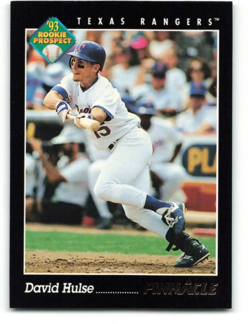 David Hulse at bat in white uniform on 1993 Pinnacle Texas Rangers baseball card