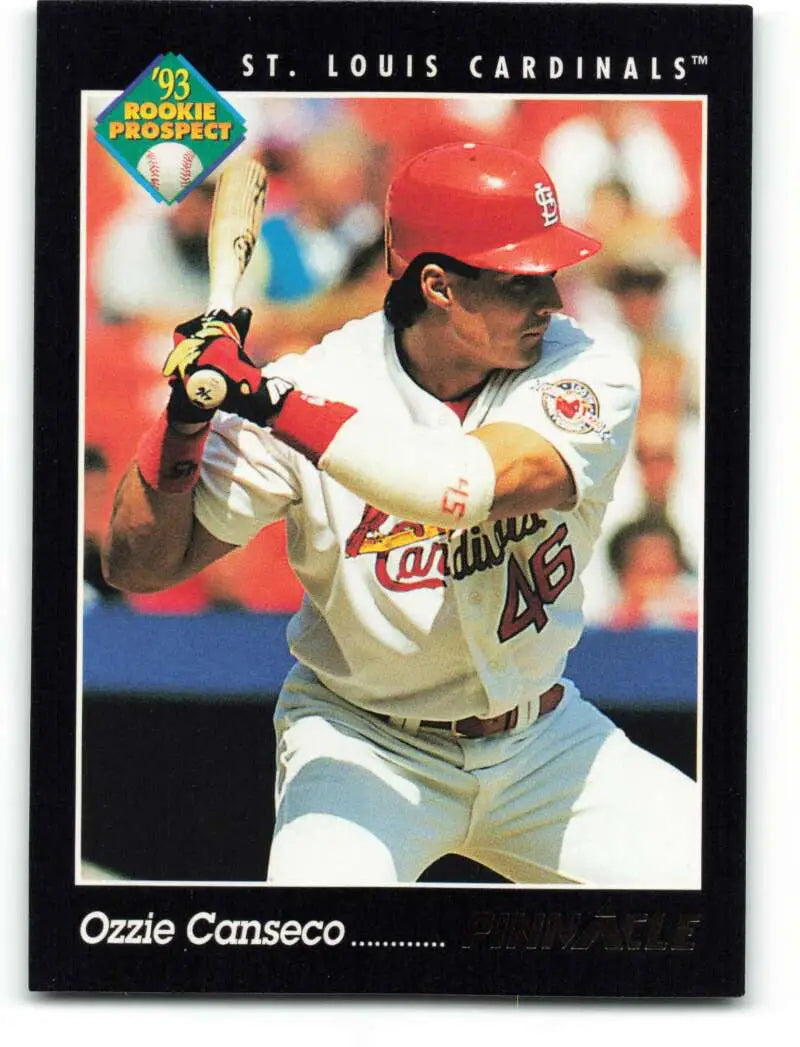 1993 Pinnacle Ozzie Canseco Baseball Card featuring St. Louis Cardinals player at bat