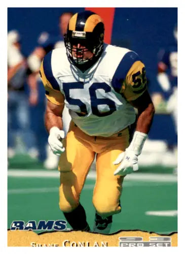 Football player in Rams uniform from 1993 Pro Set featuring Shane Conlan, original gloss