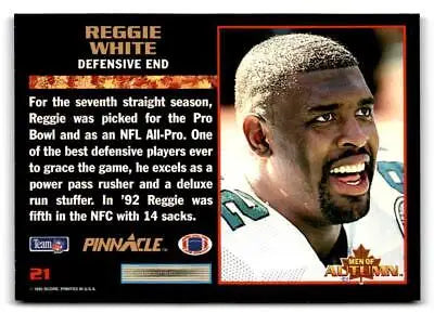 Reggie White football card from 1993 Score Pinnacle Men of Autumn collection