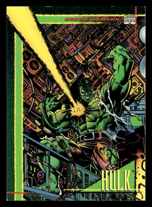 Hulk comic card from 1993 SkyBox Marvel Universe #1 featuring iconic superhero art