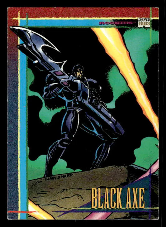 Black Axe card from 1993 SkyBox Marvel Universe #127 showcasing superhero art