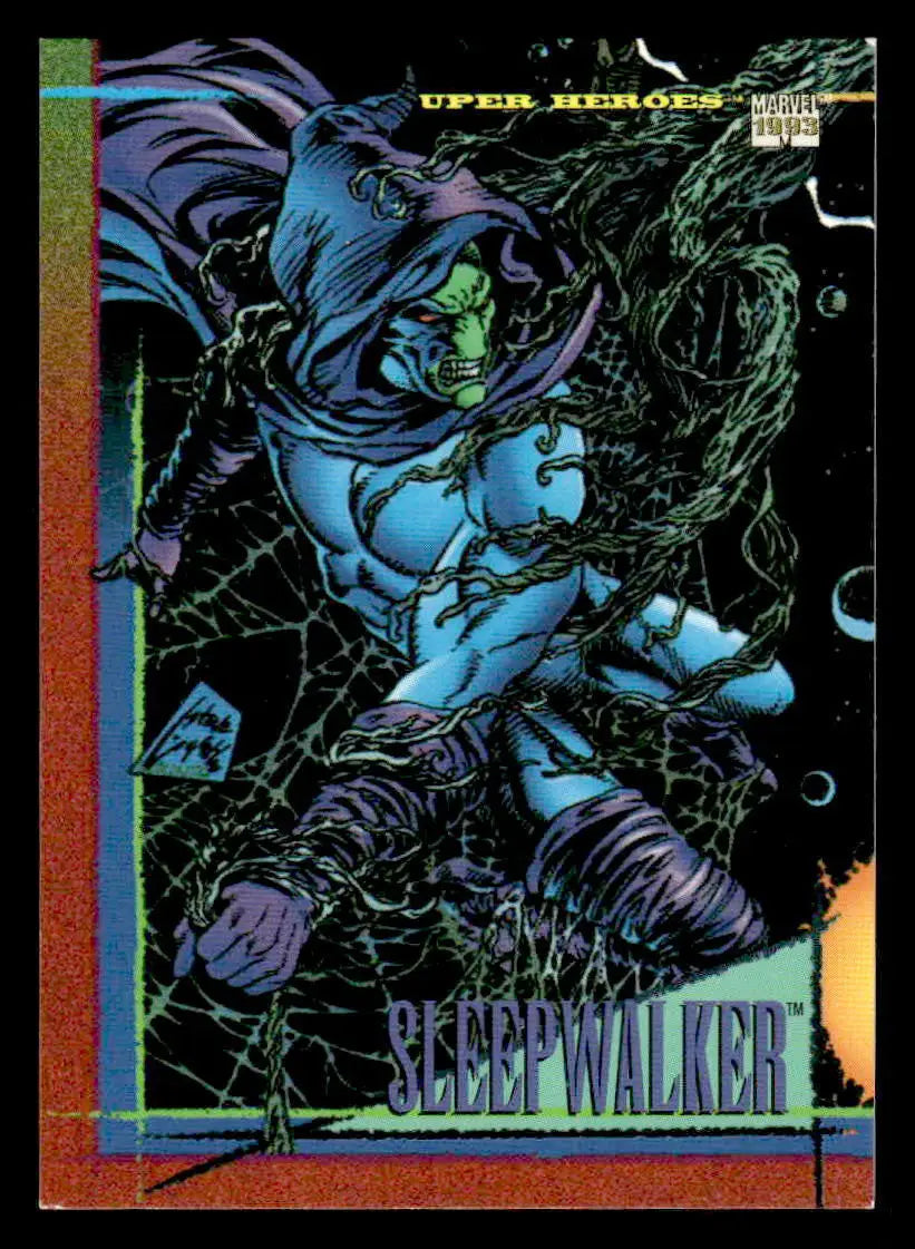 1993 SkyBox Marvel Universe #52 Sleepwalker trading card featuring iconic superhero art