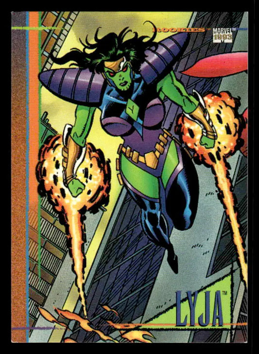 Lyja comic card from 1993 SkyBox Marvel Universe #76 featuring Marvel characters