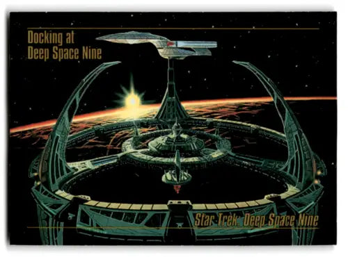 Deep Space Nine space station with curved pylons in Skybox Star Trek Master Series card