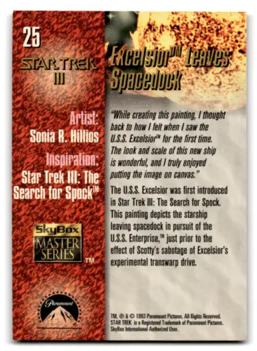 1993 Skybox Star Trek Master Series #25 trading card featuring Excelsior Leaves Spacedock