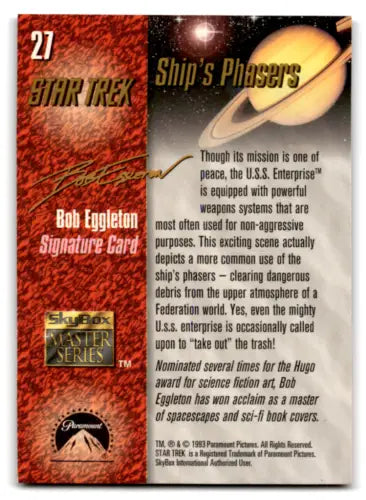 1993 Skybox Star Trek Master Series #27 Ship’s Phasers trading card in original gloss