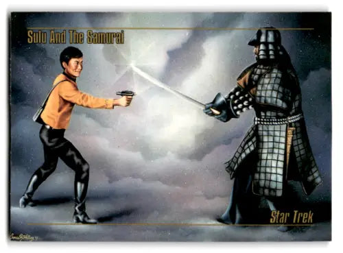 Skybox Star Trek Master Series artwork features Sulu battling a Samurai, original gloss