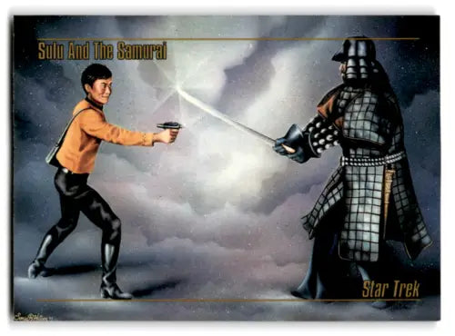 Original gloss Skybox Star Trek Master Series card featuring Sulu versus Samurai