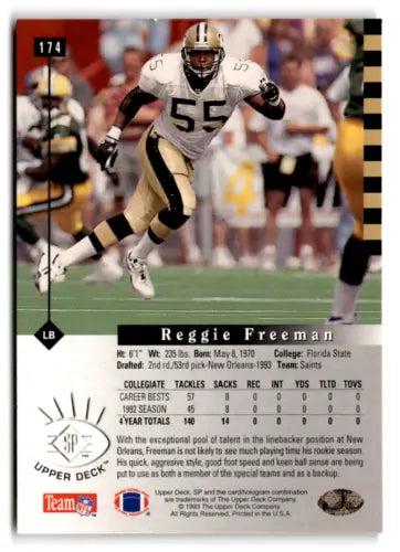 Reggie Freeman 1993 SP #174 NM Near Mint RC Rookie football card with original gloss