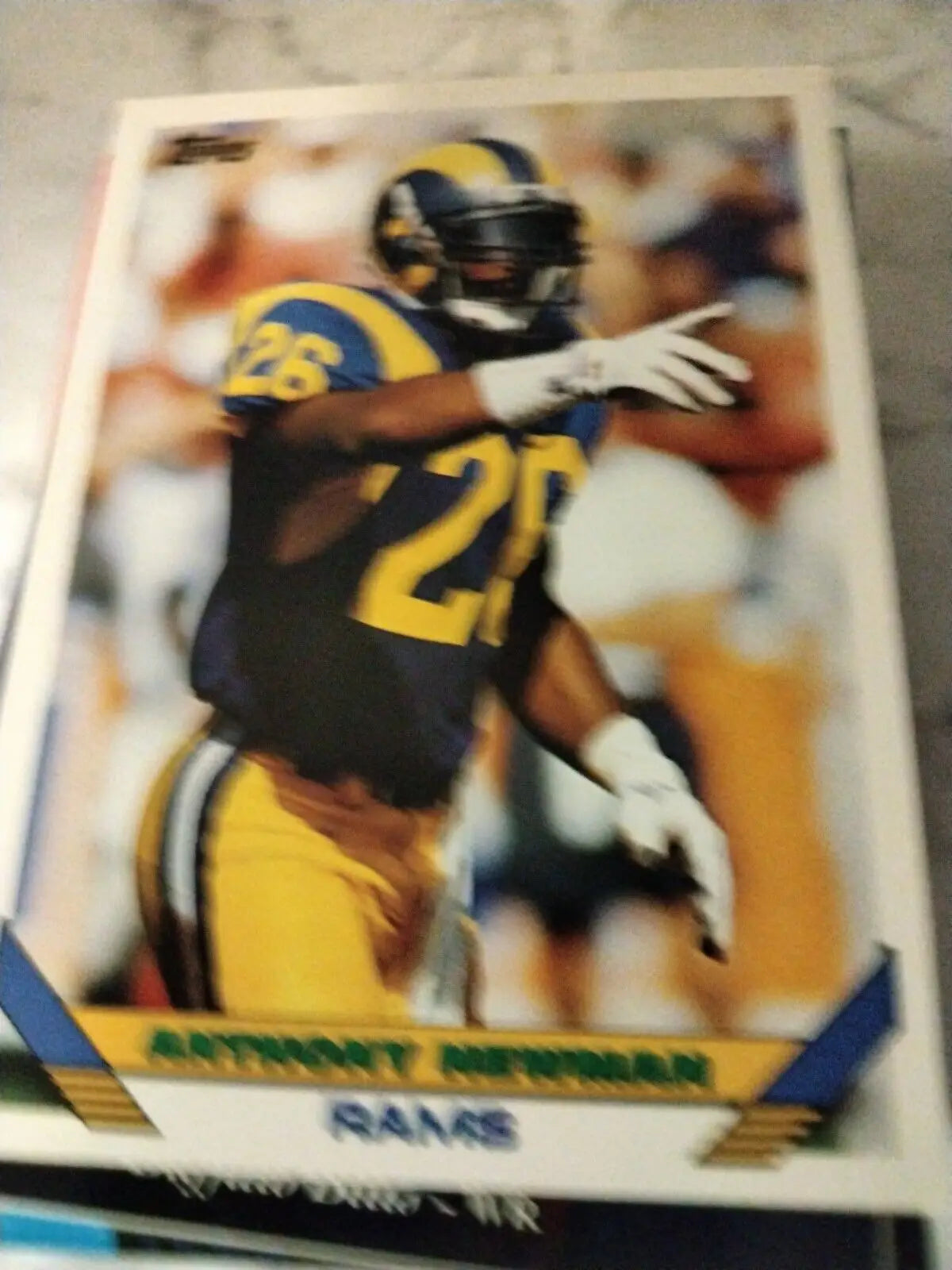 Anthony Newman Los Angeles Rams football card from 1993 Topps, #412 collectible