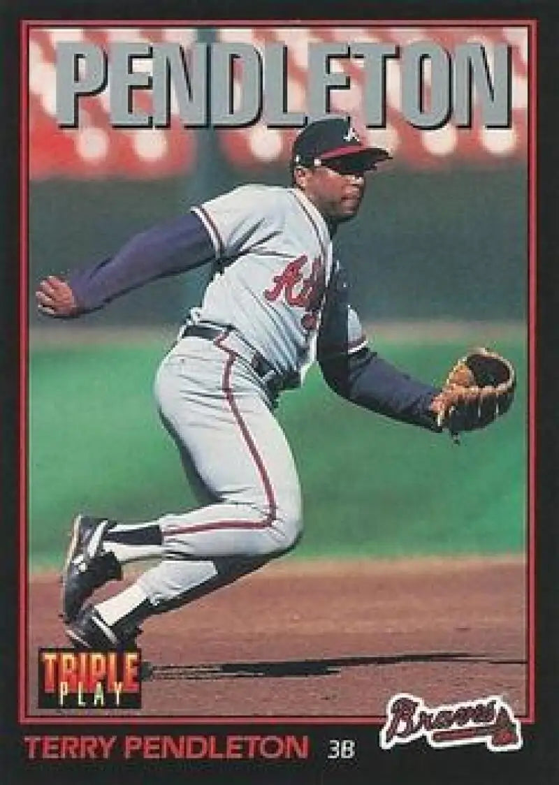 Terry Pendleton making a defensive play on 1993 Triple Play Atlanta Braves card