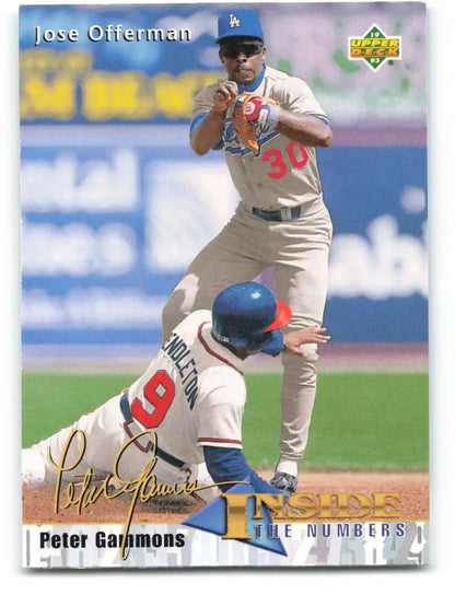 Jose Offerman 1993 Upper Deck baseball card featuring a double play at second base