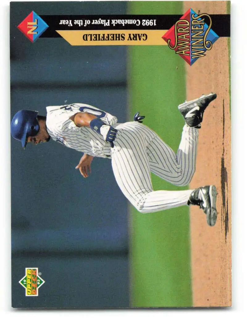 Gary Sheffield sliding into base in New York Yankees uniform on baseball card