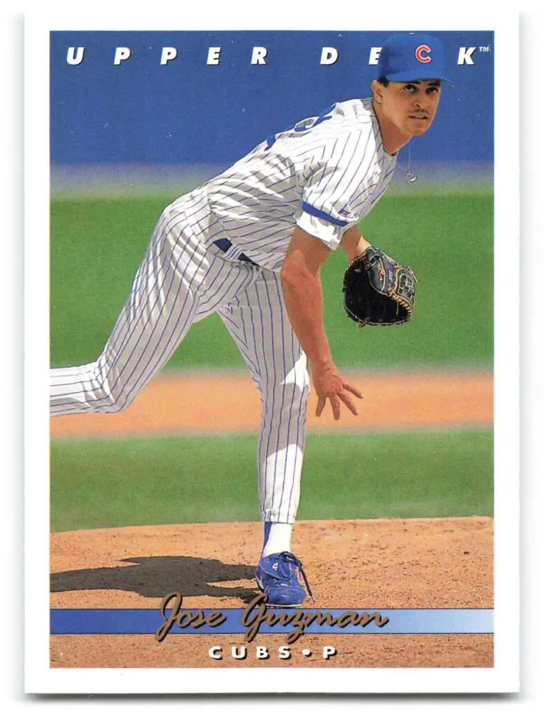 Jose Guzman Chicago Cubs Baseball Card showing pitcher in white pinstriped uniform