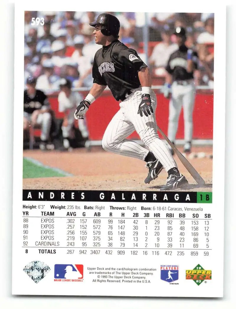 Andres Galarraga running the bases in a black Florida Marlins uniform on Upper Deck card