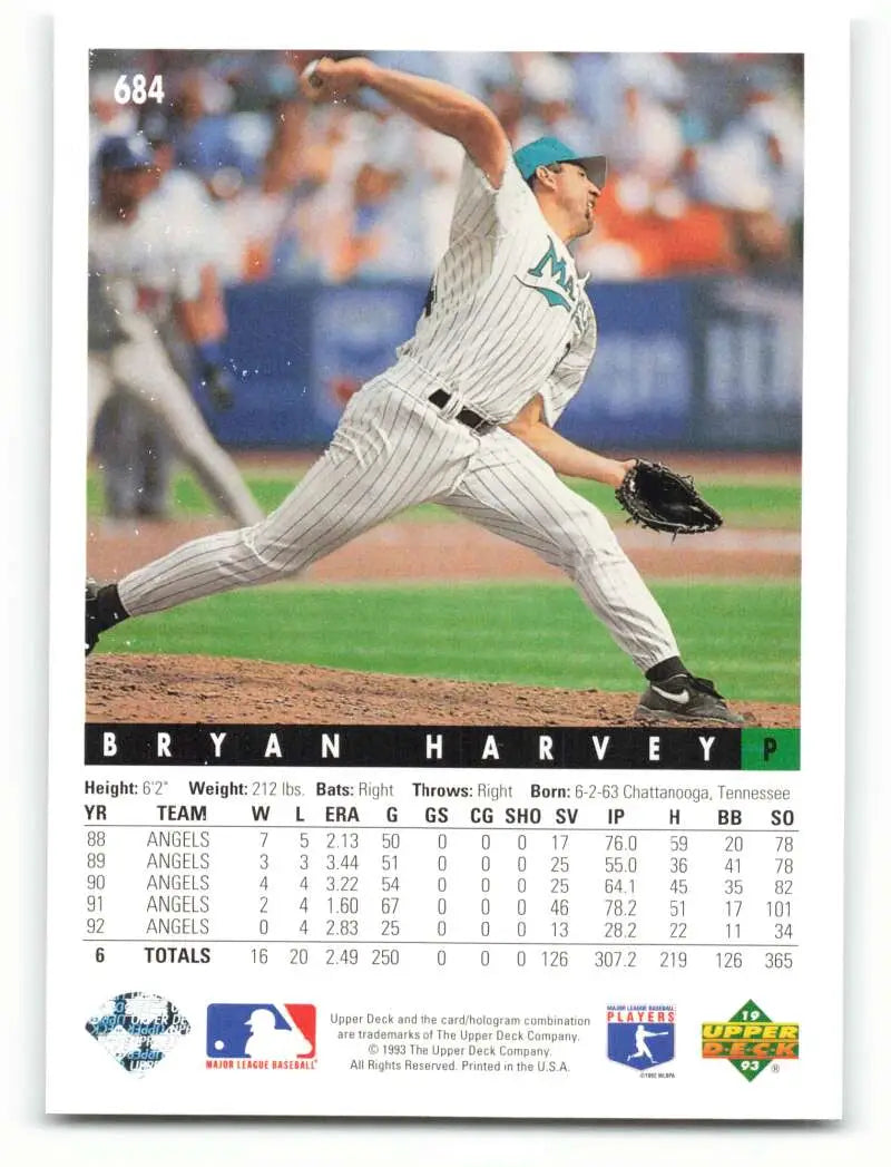 Florida Marlins pitcher Bryan Harvey in action on 1993 Upper Deck #684 Baseball Card