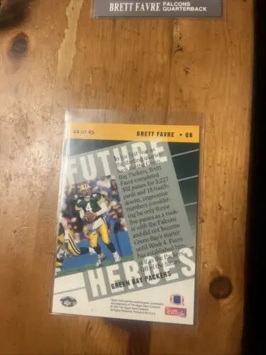 1993 Upper Deck Future Heroes #44 Brett Favre HOF football card displayed for sale