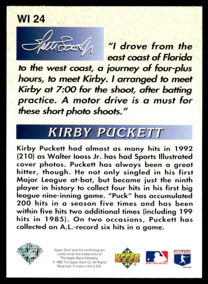 1993 Upper Deck Baseball Card featuring Kirby Puckett’s career achievements